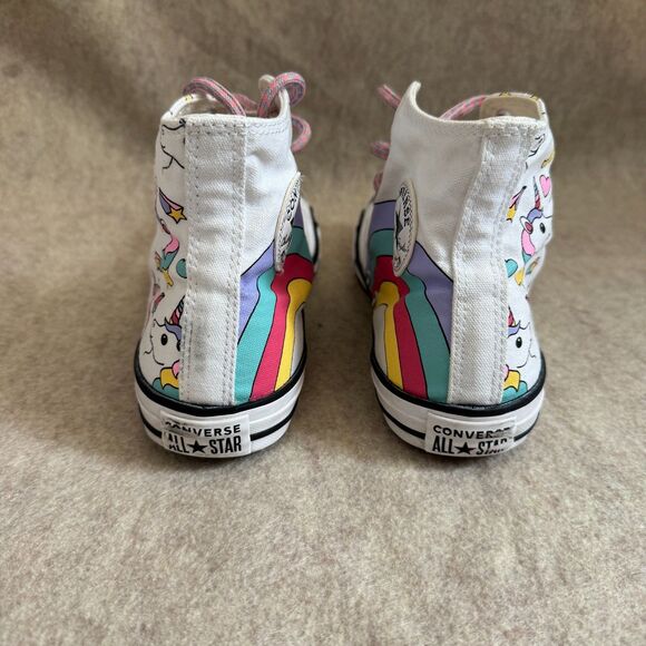 Converse All Star Chuck Taylor white rainbow unicorn high tops kids 6 colorful - Picture 4 of 7